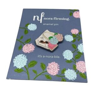 Nora Fleming Enamel Pin Beach Bag Hydrangea Sunglasses Pink Blue NIB